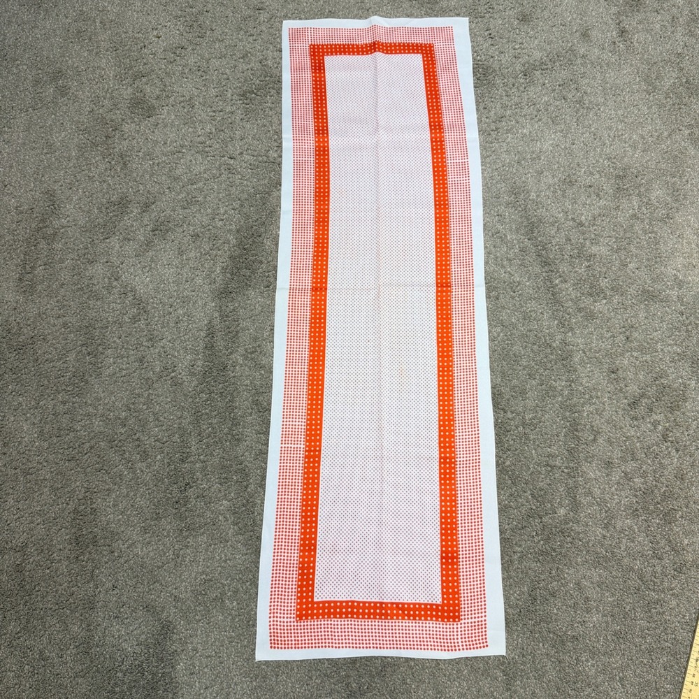 Vintage Orange White Polka Dot Table Runner Rectangular Retro Kitchen Decor